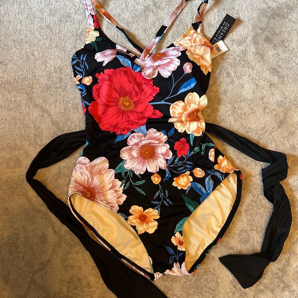 Dreamsuit by Miraclesuit Slimming Control Floral One-Piece Swimsuit Size 12 - Picture 3 of 9